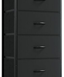 Somdot Comoda Dormitorio con Cajones de Tela, Cajonera para Salón, Estudio y Habitación Infantil, Armario, Gavetero, 30 Profundidad x 42 Ancho x 115 Alto (6 Cajones), Negro