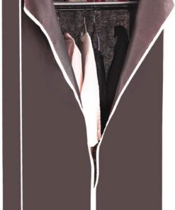 FANTASK Armario de Tela con Barra y Estante, para salón, Dormitorio, sótano, 74 x 50 x 172 cm (marrón)