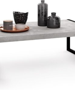MOBILI FIVER, Mesa de Centro Luxury, Color Cemento Gris, mesita salón, mesita Auxiliar Baja, Made In Italy
