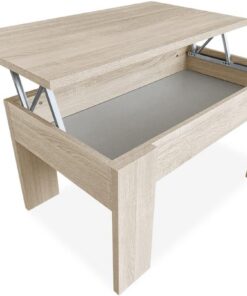 Duérmete Online - Mesa de Centro Elevable, Para Salón o Comedor, Madera, Acabado en Color Cambria, Medidas: 90 cm (Ancho) x 50 cm (Fondo) x 46-57 cm (Alto)
