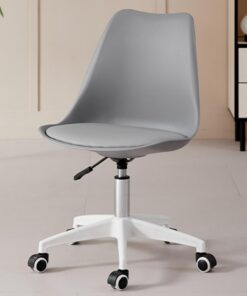 Shally Dogan Silla de Escritorio de Polipropileno con 5 Ruedas giratorias 360°, sillón ergonómico con Asiento Acolchado de Espuma de altísima Densidad, Ideal para Dormitorio, Oficina, casa (Gris)