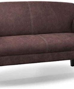 CAVADORE Sofá de 2 plazas Malm, Asiento para Cocina o Comedor en imitación de Piel, Incluye reposabrazos Ajustable, núcleo de muelles y Costuras de Contraste, 152 x 97 x 78 cm, Microfibra: marrón