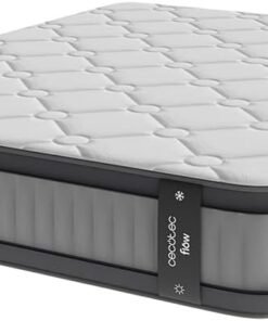 Cecotec Colchón Híbrido Flow 8900 Hybrid 100x200. Multicapa, Núcleo de Muelles Ensacados SpringCore y Viscoelástica ViscoCare+, Altura 32 cm, Firmeza Medio Alta, SeparateMuv & BreathSoft+