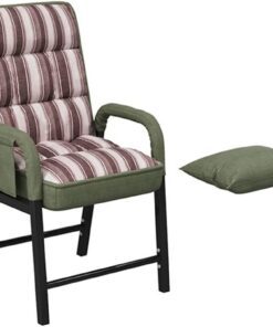Silla perezosa de tela moderna con cojín de cintura, marco de acero, sillón reclinable cómodo para sala de estar, silla de ocio para dormitorio, oficina, color verde