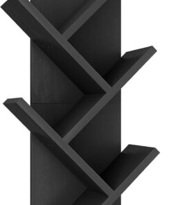 YMYNY Estantería de árbol, Librería, Estante de Pie para Libros, Librería Vertical para salón, Sala de Estar, Dormitorio, Oficina, 60 cm, Negro