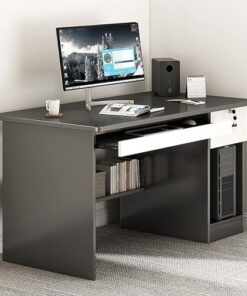 Genérico Escritorio Gaming Grande y Ajustable con cajones con Cerradura - Mesa ergonómica de pie para Oficina en casa y Dormitorio - Estación de Trabajo versátil para estudiar y Jugar (140 x 60 x 72