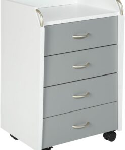 Inter Link - Pedestal rodante con cajones - Pedestal de escritorio independiente - Mueble rodante Cajonera 4 Blanco y Gris - Printi