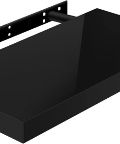 WOLTU Estante de Pared Tablero de Pared Volato Estante Flotante Libre Estante de CD DVD Estante de Libro Tablero de Madera 50x22,9x3,8cm, Negro, RG9477sz | Tablero de pared con soporte de metal para cocina, baño, salón, dormitorio, tablero de fibra de densidad media