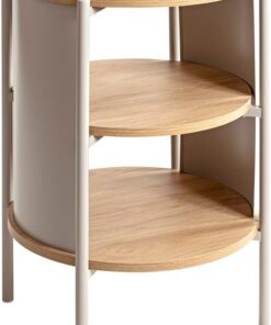 HAKU Mesa Auxiliar Roble Natural, Gris Cachemira, Metal, Aglomerado - Dim.: Al 60 x Ø 44 cm, Estilo: Moderno