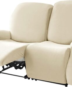Funda Sillon Relax Reclinable-Beige-2 plazas | Terciopelo Funda De Sillón Relax Elástica antideslizante con bolsillo lateral Para Perros y Mascotas