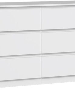 Selsey Cómoda de 75 x 120 x 30 cm - Seis cajones espaciosos - Frente sin Mango - Tablero aglomerado Laminado Resistente de 16 mm - Diseño Blanco - Ideal para dormitorios
