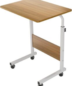 Sogesfurniture 60 x 40 cm Mesa enrollable de cama sofá para ordenador portátil, altura ajustable, mesa auxiliar, soporte para ordenador y mesa con 4 ruedas bloqueables, roble 05#1-60OK-BH