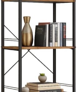 Estantería Industrial de 5 Niveles con Estantes de Madera | Marco Metálico Negro, 151 × 43 × 28 cm, Capacidad de 110 lb, Ideal para Salón, Oficina o Dormitorio
