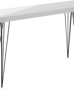 Versa Dallas Mueble Recibidor Estrecho para Entrada o Pasillo, Mesa Consola, Medidas (Al x L x An) 80 x 25 x 110 cm, Madera y Metal, Color Blanco