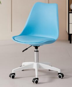 Shally Dogan Silla de escritorio de polipropileno con 5 ruedas giratorias 360°, sillón ergonómico con asiento acolchado de espuma de altísima densidad, ideal para dormitorio, oficina, casa (Full azul)