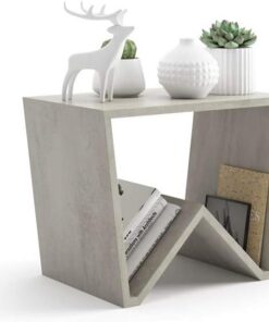 MOBILI FIVER, Mesa de Centro Emma, Color Cemento Gris, mesita salón, mesita Auxiliar Baja, Made In Italy