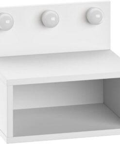 Mesita de Noche Moderna Blanca con iluminación LED, 40 cm de Ancho, 33,8 cm de Alto y 30 cm de Profundidad | 100% melamina revestida de Pared