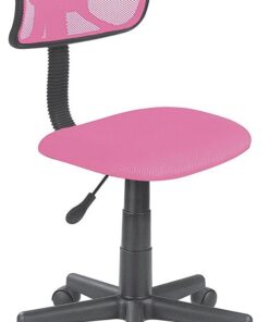 BAKAJI Silla giratoria de Escritorio Regulable en Altura, sillón con Ruedas, Oficina, Dormitorio, Respaldo ergonómico de Malla Transpirable, Asiento Acolchado (Rosa)