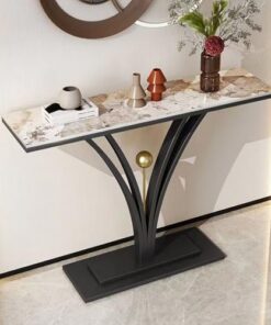 Mesas Consola con Almacenamiento, Escritorio para Pasillo, Mesa Auxiliar Estrecha, Mesa Consola Moderna con Patas metálicas geométricas para Entrada, Sala de Estar y Pasillo.