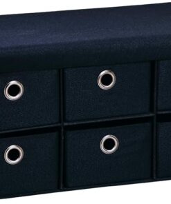 Kesper Banco con Cajas de Almacenamiento, Material: Tablero de Fibra con Certificado FSC, Dimensiones: 76 x 38 x 38 cm, Color: Negro, 15954