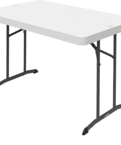 Lifetime 92211 Mesa Plegable Blanca, Tablero 122x76 cm, Altura 74 cm, Polietileno Alta Densidad, Protección UV, Resistente al Agua, Patas Plegables metálicas, Uso Interior y Exterior