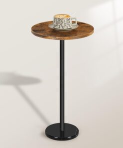 Smusei Mesa Auxiliar Pequeña Redonda Marrón con Base de Mármol - 32 cm para Espacios Pequeños, Ideal para Sala de Estar y Dormitorio