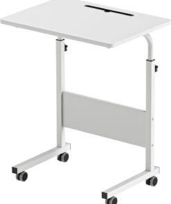 sogesfurniture - Mesa Auxiliar con Ruedas (60 x 40 cm), Color Blanco