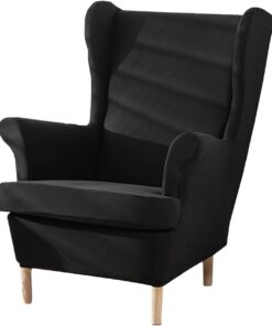 XINGYUEXUAN Fundas Protectoras para sillas de oído, 2 Unidades, con alas elásticas, con Brazos de Color sólido, alas traseras, Fundas de sofá con Base elástica para Sala de Estar, Dormitorio (Negro)