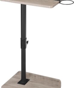 HOOBRO Mesa Auxiliar en Forma de C, Mesa de Sofá Giratoria 360°, Portavasos Extraíble y Ranura para Tableta, Salón, Dormitorio, Greige Mélange y Negro EBG34SF01