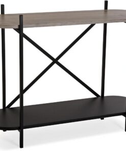 Versa Madison Mueble Recibidor Estrecho para Entrada o Pasillo, Mesa Consola, con Estante Inferior, Medidas (Al x L x An) 76 x 33 x 100 cm, Madera y Metal, Color Marrón y Negro