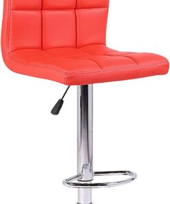 Taburetes de Bar Con Isla de Cocina con Cojín Suave, Taburete de Bar Giratorio Ajustable con Altura Cargas de Hasta 300 Libras, Silla de Bar De Cuero Pu con Reposapiés(45x60-80cm(18x24-31inch), Red)