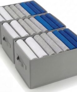 edihome, Organizador Armario, Separadores de Cajones para Camisetas y Ropa Interior, con Compartimentos, Cajas Organizadoras Armarios (Gris Claro, Pack 3-8 Compartimentos)