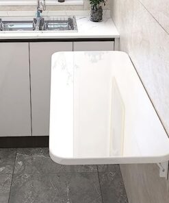 Genérico Tocador con Espejo abatible y Taburete con Ruedas, Luces LED integradas, Mesa Plegable de Pared Que Ahorra Espacio, Escritorio Compacto para lavandería y Cocina para Espacios pequeños.