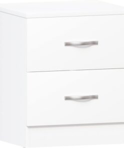 Vida Designs Home Discount - Mesita Blanca de Noche con 2 cajones, Tiradores y guías de Metal. Mesita de Noche de Madera.