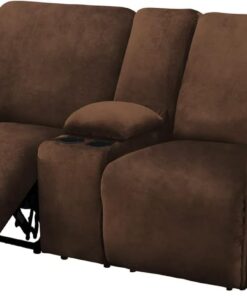 ULTICOR Sofá biplaza reclinable con Funda de Consola Central, 8 Piezas de Terciopelo elástico de 2 Asientos, Funda reclinable Gruesa y Suave, Lavable (Chocolate)