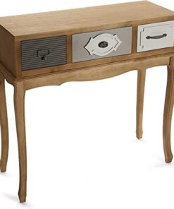 Versa Provenzal Mueble Recibidor Estrecho para Entrada o Pasillo, Mesa Consola, con 3 cajones, Medidas (Al x L x An) 80,5 x 31,5 x 83 cm, Madera, Color Marrón