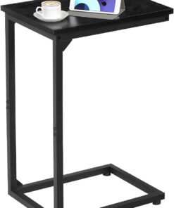 AMHANCIBLE mesas auxiliares en Forma de C, mesas auxiliares para Sala de Estar, Mesa C para sofá, Mesa de sofá, Mesa Auxiliar para Aperitivos para Dormitorio, Negro EHET02CBK-1