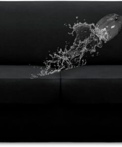 Easy-Going - Funda 100 % impermeable doble para sofá biplaza de gran tamaño, 3 piezas, elástica, suave, para sofá de 2 cojines separados, a prueba de fugas para niños, mascotas, color negro