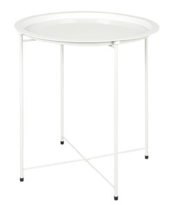 AKTIVE MAX Home Mesa Auxiliar Redonda, 47x52 cm, Peso máximo soportado 5 kg, Acero Blanco, Mesas metálicas, para Centro, con Bandeja extraíble, Decorativa salón, Comedor, Dormitorio (18501)