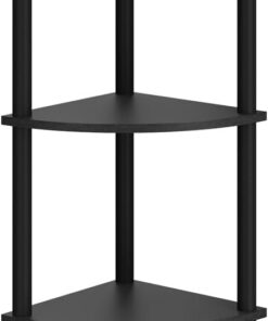 IBUYKE 5 Tier Corner Shelf Stand,Industrial Corner Display Rack,Corner Bookshelf for Living Room, Bedroom, Kitchen, Home Office, Black WBC010B | Estantería esquinera para sala de estar, dormitorio, cocina, oficina en casa