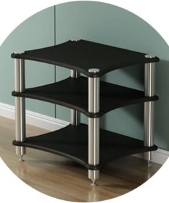 Mueble de Audio HiFi de 2, 3 y 4 Niveles para TV, Mueble de TV de MDF de Alta Densidad, estantes para Almacenamiento de Medios, Amplificador, Unidad Multimedia de Entretenimiento (Negro, 60