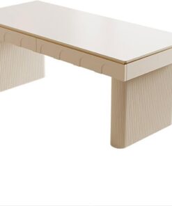 Mesa ordenador Escritorio de viento color crema con placa de roca blanca pura, mesa de PC moderna y sencilla for el hogar, mesa de estudio for sala de estudio pequeña for el hogar Escritorio gaming(14