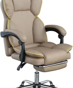 BAKAJI Silla de Oficina ergonómica con Ruedas giratorias de 360°, sillón Gaming de Escritorio con Asiento Acolchado de Alta Densidad, Respaldo reclinable y Elevador Ajustable a Gas (Caqui)