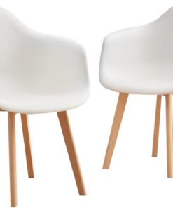 GrandCA HOME Juego de 2 sillas de Comedor, sillas de Comedor, sillas de Comedor, sillas de sillón, adecuadas para Dormitorio, Cocina, Comedor, Oficina, Silla de plástico, Patas de Madera Maciza