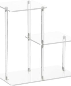 Mesita de noche de acrílico - 3 x 3 niveles - extremo transparente del deslizamiento para almacenamiento de espacio pequeño, estilo moderno con pantalla funcional múltiple, mesa de decapado para salón