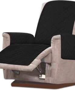 Funda para silla reclinable, impermeable, protector de muebles, antideslizante, funda reclinable de 1 plaza, funda para sofá, protector de muebles para mascotas y niños (color negro)