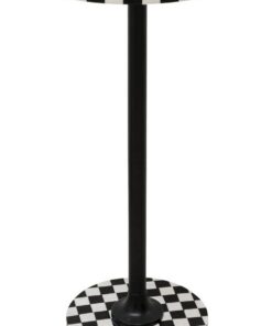Kare Design Mesa Auxiliar Domero Geo, Negro/Blanco, Mesa de salón Redonda, Estructura de Acero, Mesa de Centro, diámetro 25cm, Mesa Auxiliar sofá, 50x25x25cm (A/A/P)
