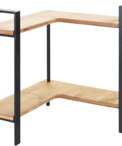 Wenko Estante esquinero de cocina Lou de metal y tablas de bambú, 2 niveles para mayor espacio de almacenamiento, (An. x a x P): 30 x 33 x 30 cm, negro/marrón claro, 53028100