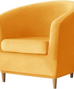 Fundas para Sillón Chesterfield 2 Piezas Terciopelo Fundas para Sillón de Club 1 Plaza Fundas para Sillón Cabriolet de cóctel Elástica Amarillo Dorado