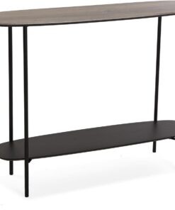 Versa Salem Mueble Recibidor Estrecho para Entrada o Pasillo, Mesa Consola, con Estante Inferior, Medidas (Al x L x An) 75 x 30 x 100 cm, Madera y Metal, Color Marrón y Negro